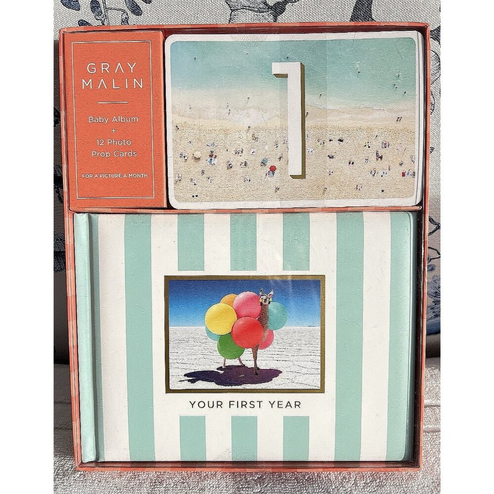 12 Photo Prop Cards Gray Malin Baby Album Boxed Set Baby's 1st Year Shower Gift